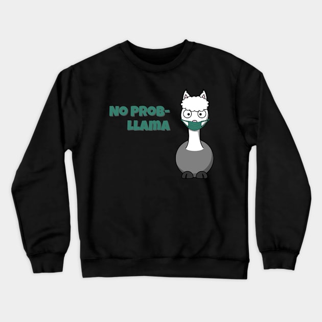 No Prob- Llama Mask Crewneck Sweatshirt by dutchlovedesign